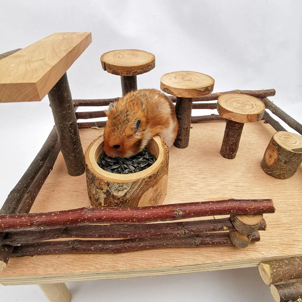 

1pc Pet Food Premium Wood Feeder Deep Non-Spill Design For Small Pets Hamster Feeding Bowl Eco-Friendly Pet Food Container