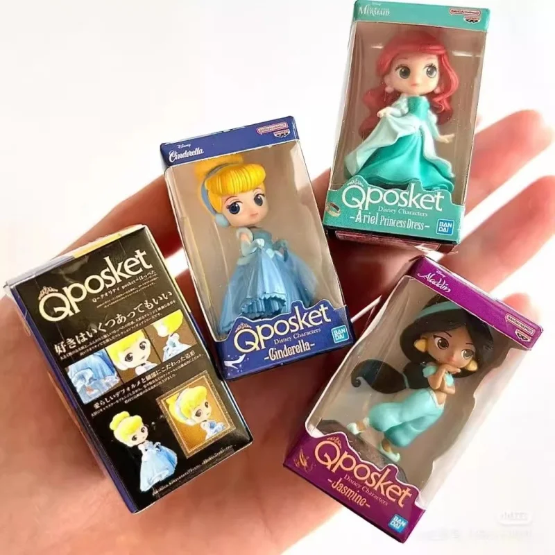 Bandai Original 4Pcs Gashapon Qposket Ariel JASMINE Disney Anime Figure Toys For Kids Gift Collectible Model Ornaments