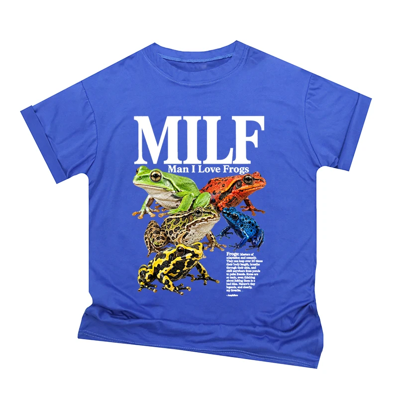 Vintage Fun Frog Print T Shirt Men Women Short Sleeve Amphibian Fact Graphic Tees Casual Harajuku Animal Tshirts