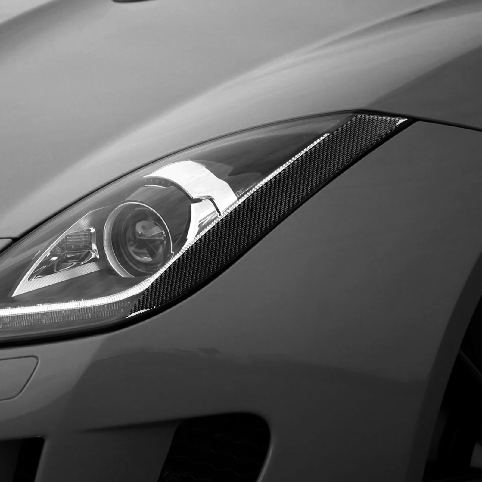 For Jaguar F-Type 2013-2024 Front Headlight Eyelid Eyebrow Sticker Decal Exterior Anti-Scratch Styling Refit 2Pcs