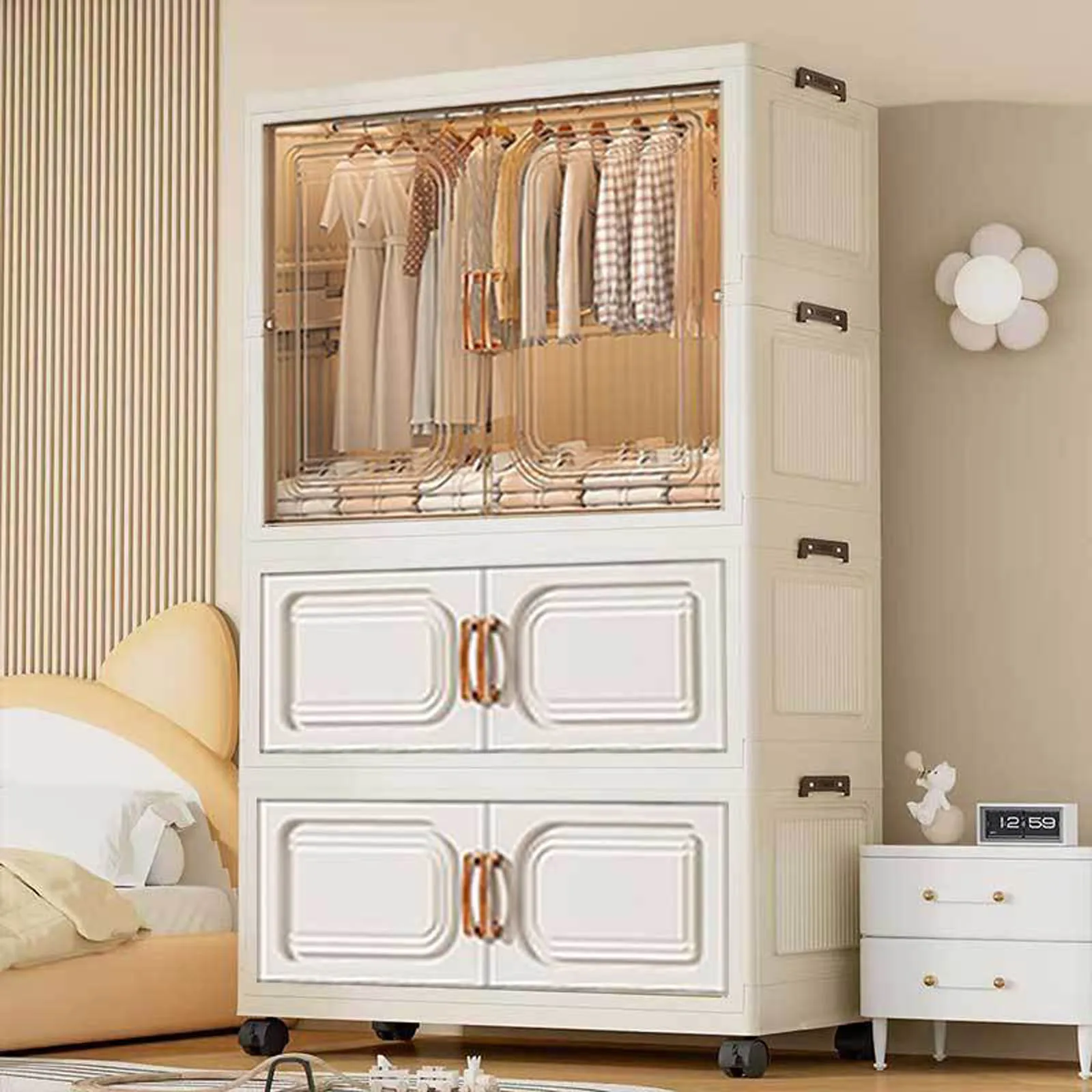 China's Preferred Free Installation Simple Wardrobe Home Clothes Blankets Storage Cabinets Children's Wardrobes Folding