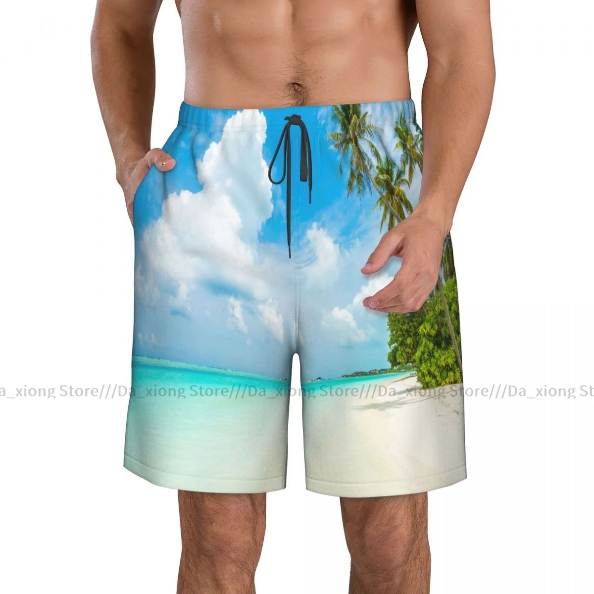 Beautiful Beach And Tropical Sea Quick Dry Swimming Shorts For Men Swimwear Swimsuit Trunk Bathing Beach Wear