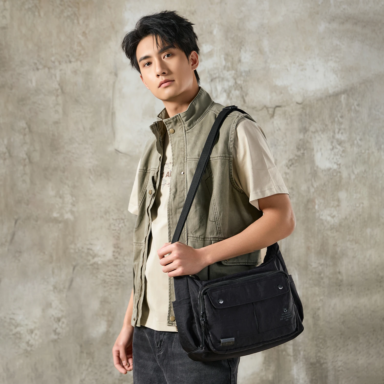 Volunteer Men's Crossbody Shoulder Bag Casual Waterproof Oxford Cloth Messenger Bags Man Fashion Commuter Sling Bag Male 1864-05