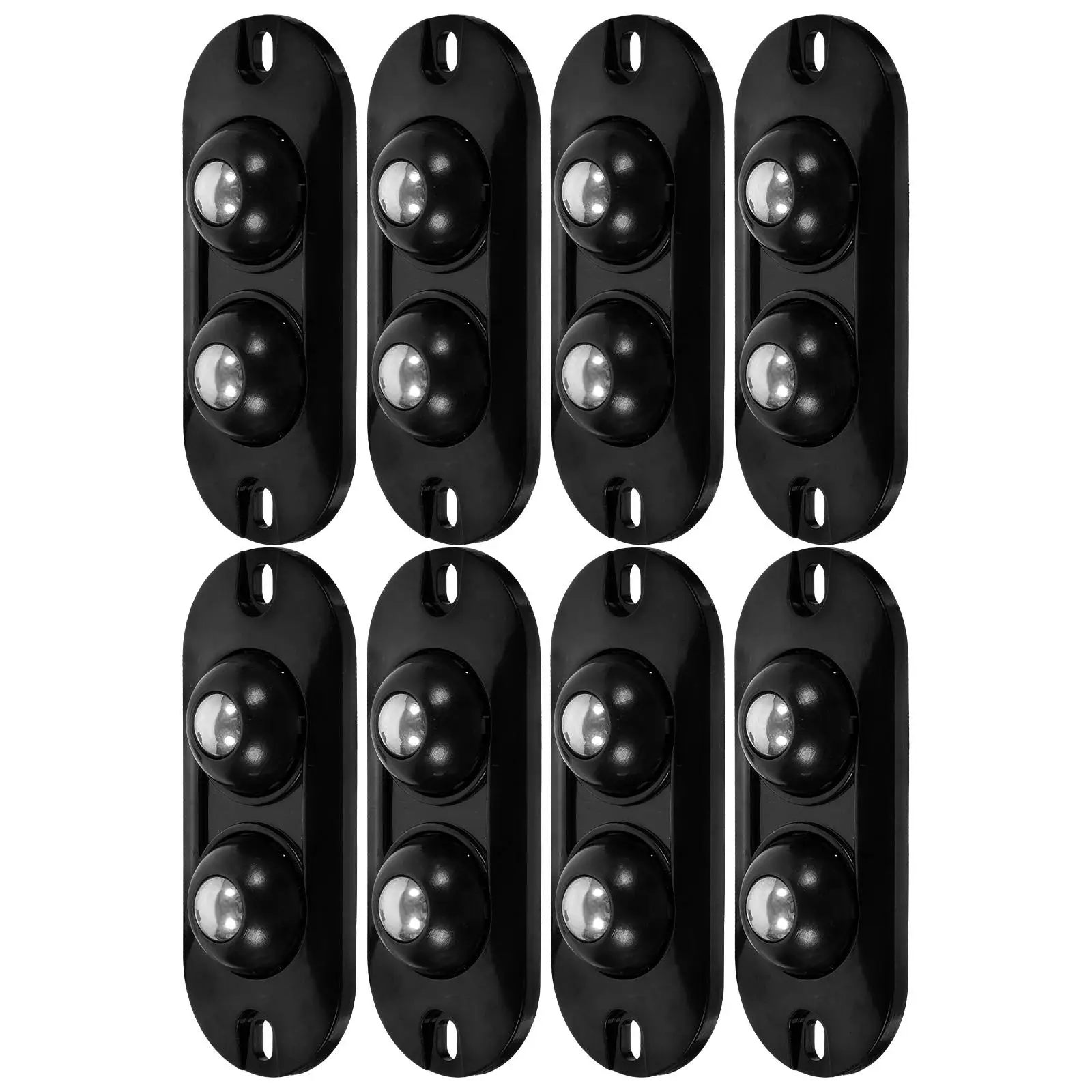 

16pcs Double Ball Bearings Swivel Wheels White Black 8 Each No Drilling Quiet Heavy Duty Small Caster Furniture
