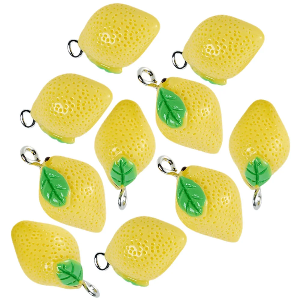 10 Pcs Lemon Pendant Charms Mini Bracelet Making Fruit Shaped for Jewelry Resin