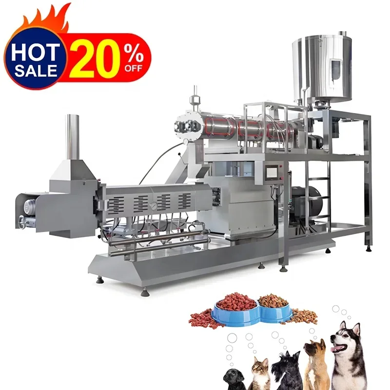 Factory Directly Sell Automatic Stainless Steel Twin Screw Extruder Wet Dry Cat Dog Pet Food Making Machine