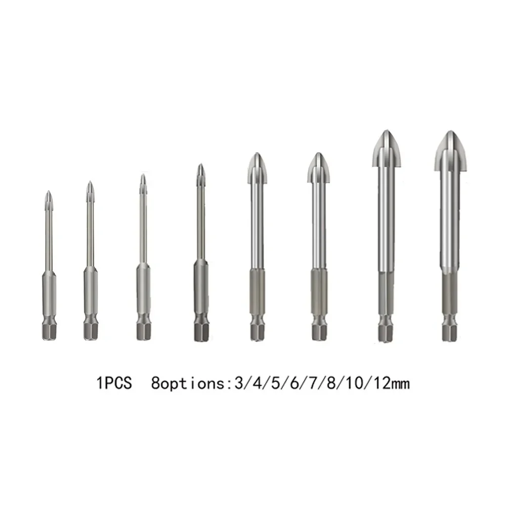 Cross Drill Bit for Thin Iron Plate and Glass, YG8 Alloy, Fast and Stable Drilling, Suitable for Different Needs