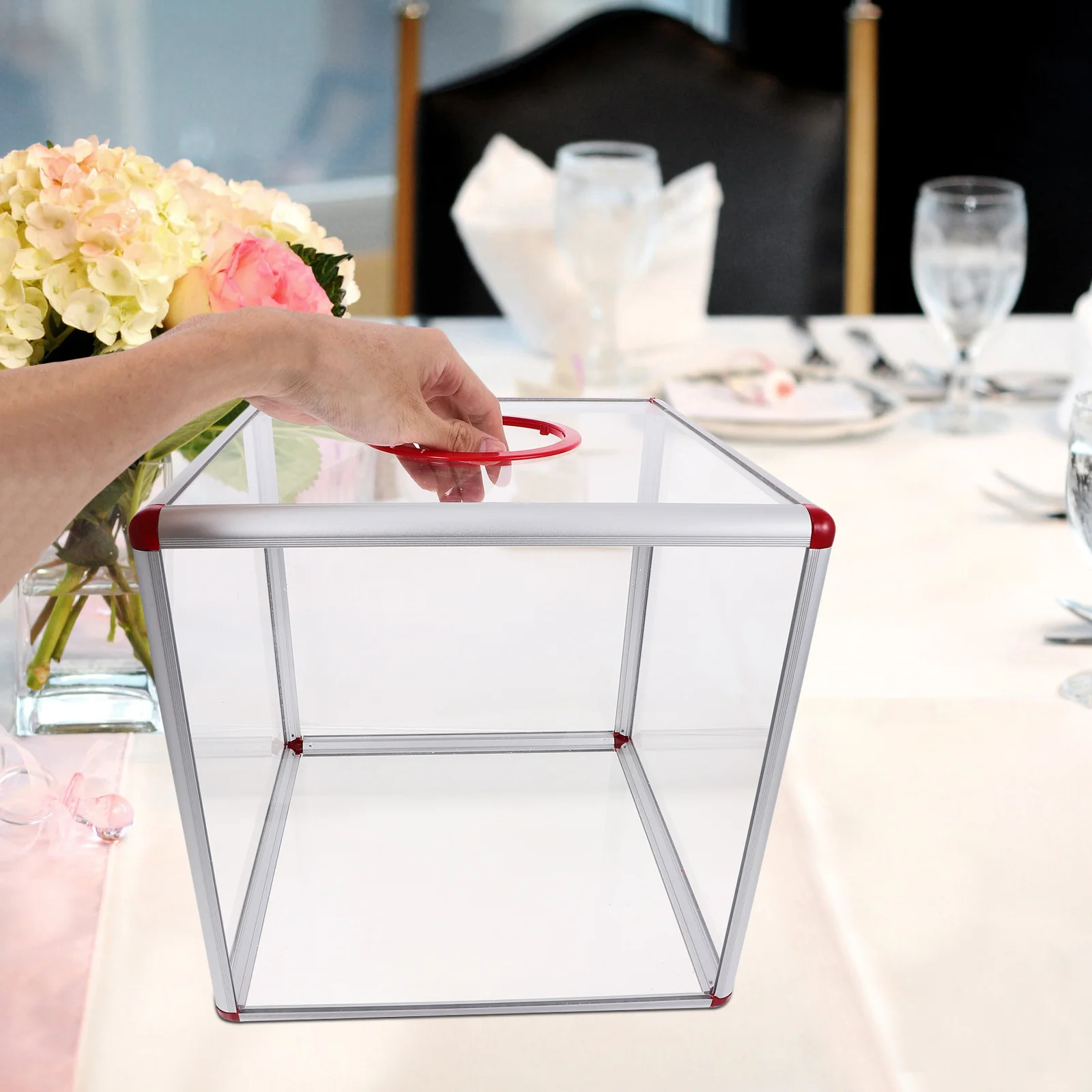 Large Clear Acrylic Raffle Box Transparent Donation Suggestion Ticket Case Slot Voting Drawing Box for Events Parties