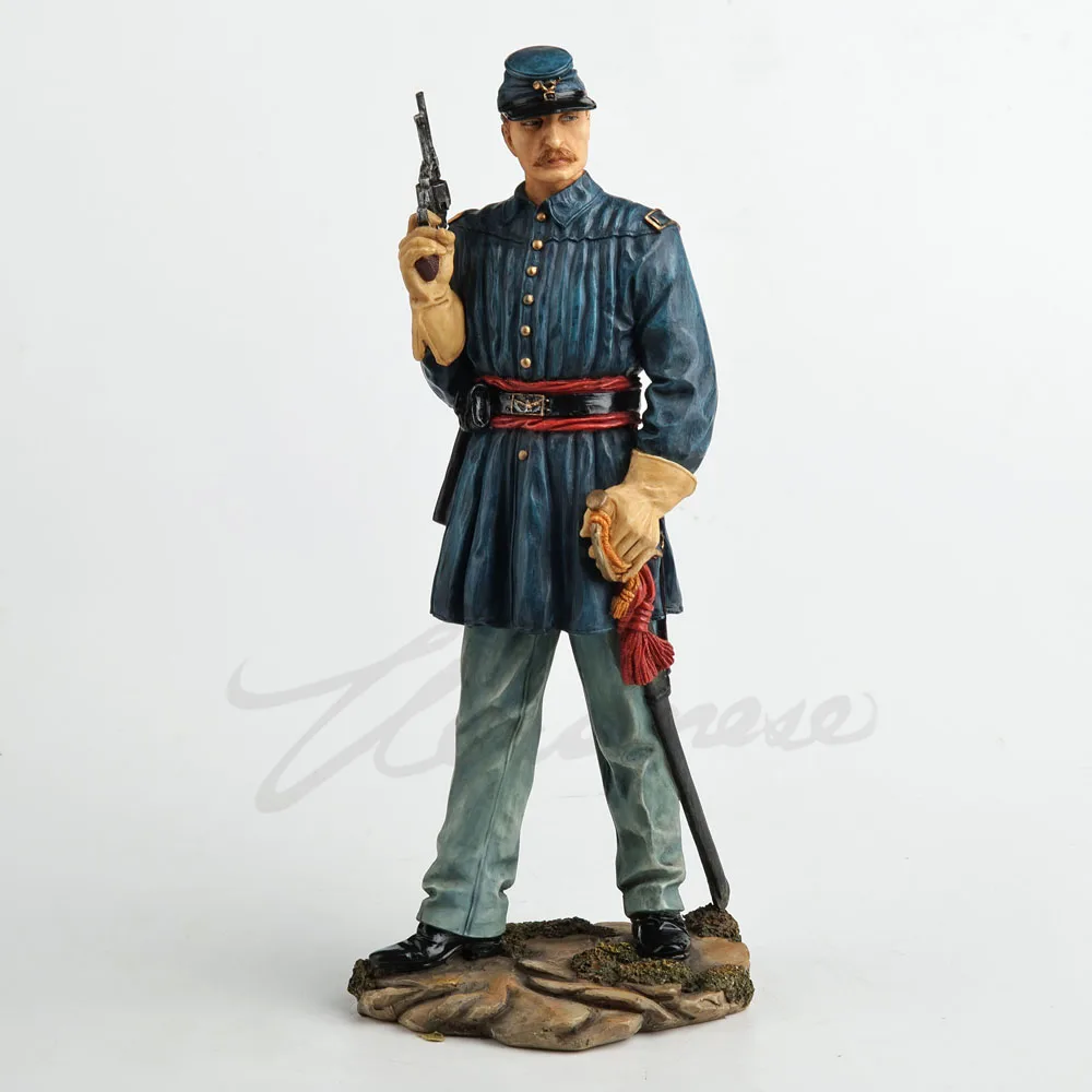Resin Civil War Union Soldier Figurine Vintage Military Officer Statue Historical Collectible Sculpture Home Desktop Decoration