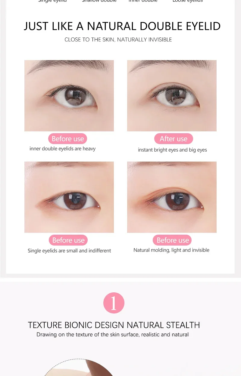 600 teile/schachtel Doppel Augenlid Band Unsichtbare Aufkleber Falten Selbstklebende Lift Augenlid Klebeband Klar Beige S/L Make-Up werkzeug Zubehör – Detail 3