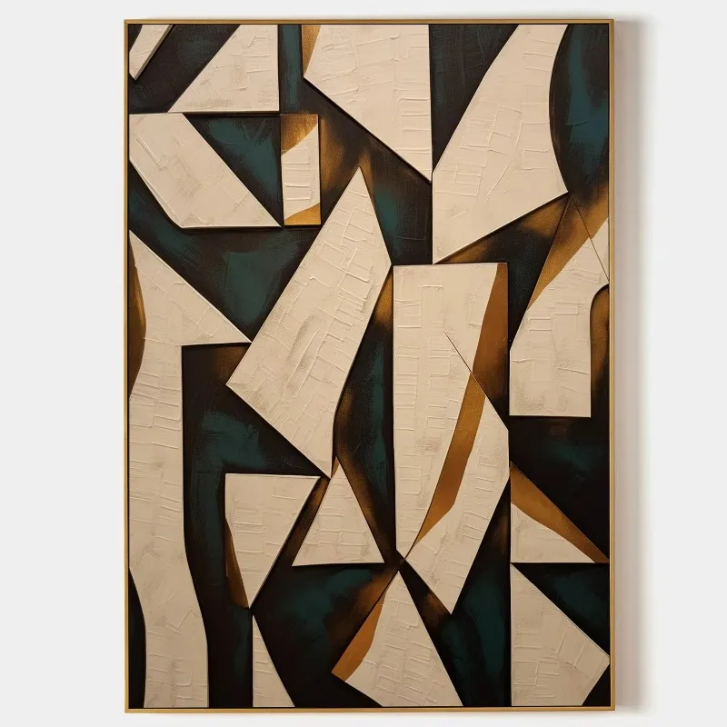 Abstract Dark Green Wall Art Minimalist Green Wabi Sabi Canvas Handmade Nordic Painting Modern Home Wall Decor for Living Roo