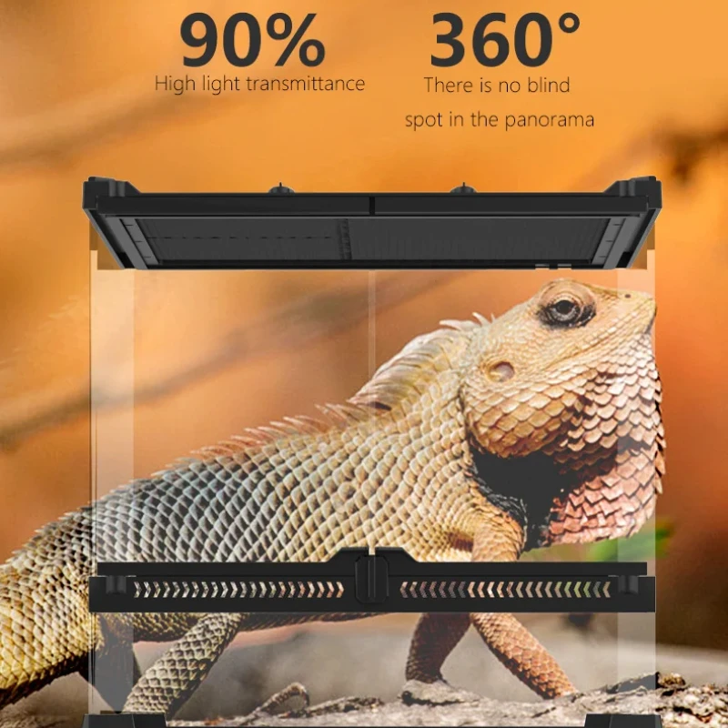 Transparent Glass Reptiles Breeding Box Ecological Landscape Tempered Glass Double Door Amphibious Feeding Boxes Turtle Lizard