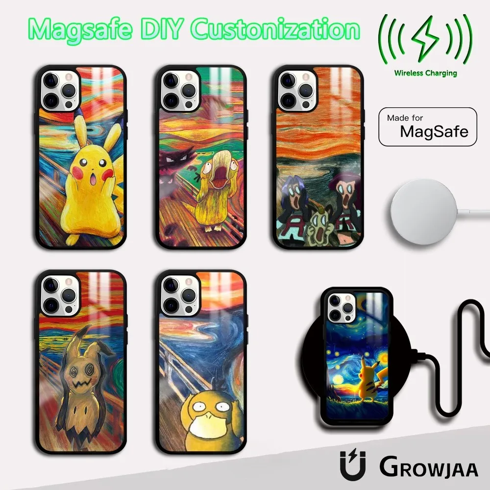 

Van Gogh Pikachu Phone Case For iPhone 16 15 14 13 12 11 Pro Max Plus Mini Magsafe Mirror Wireless Magnetic Cover