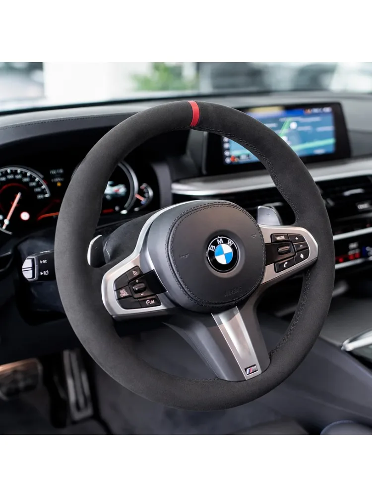 Skórzany, antypoślizgowy pokrowiec na kierownicę do BMW M Sport G30 G31 G32 G20 G21 G14 G16 X3 G05 X4 G02 X5, do samodzielnego montażu, oryginalny. — 2