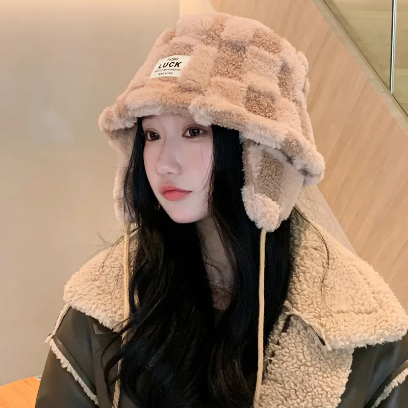 

Korean Version of Lamb Hair Fisherman Hat Female Autumn and Winter Hundred Thick Warm Fashion Ear Basin Hat