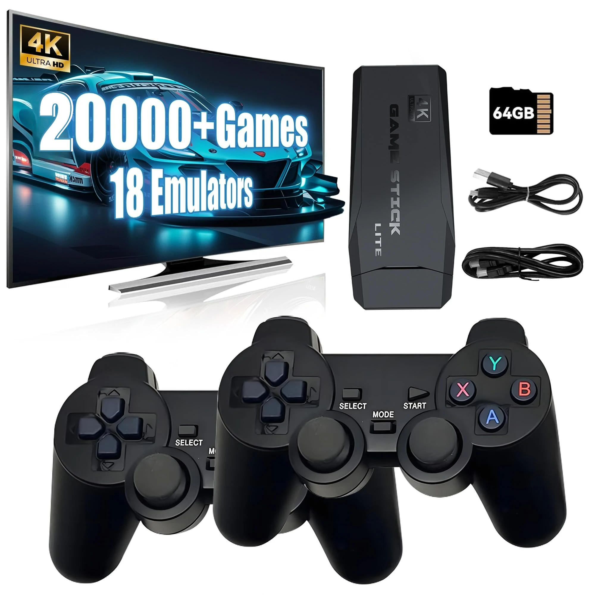 

Игровые консоли M8, выход 4K HD, ретро-игровая приставка, 23 эмулятора, 20000+ классических игр, двойной беспроводной контроллер 2,4G