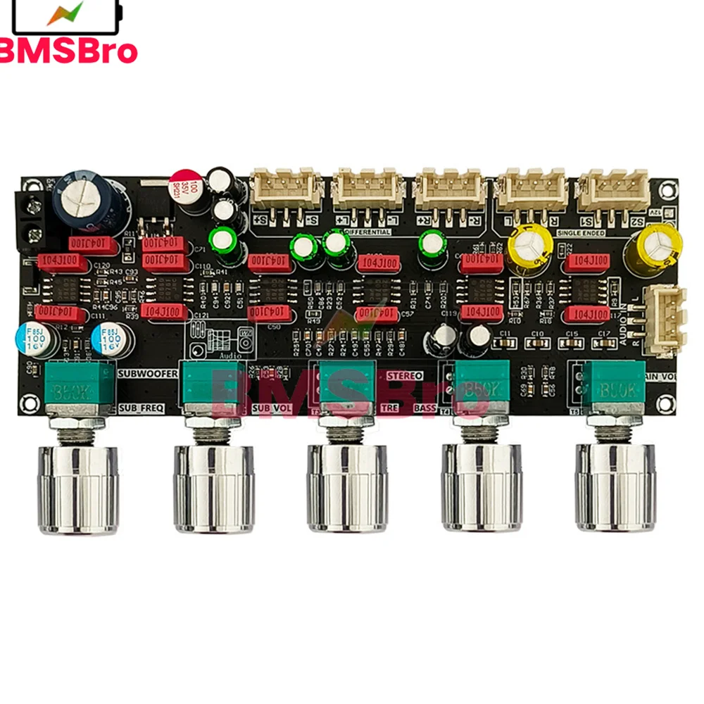 JRC2068 HiFi Preamplifier Board Stereo Treble Bass Frequency Volume Control DC 12-30V XH-2.54mm Input for Speaker Subwoofer