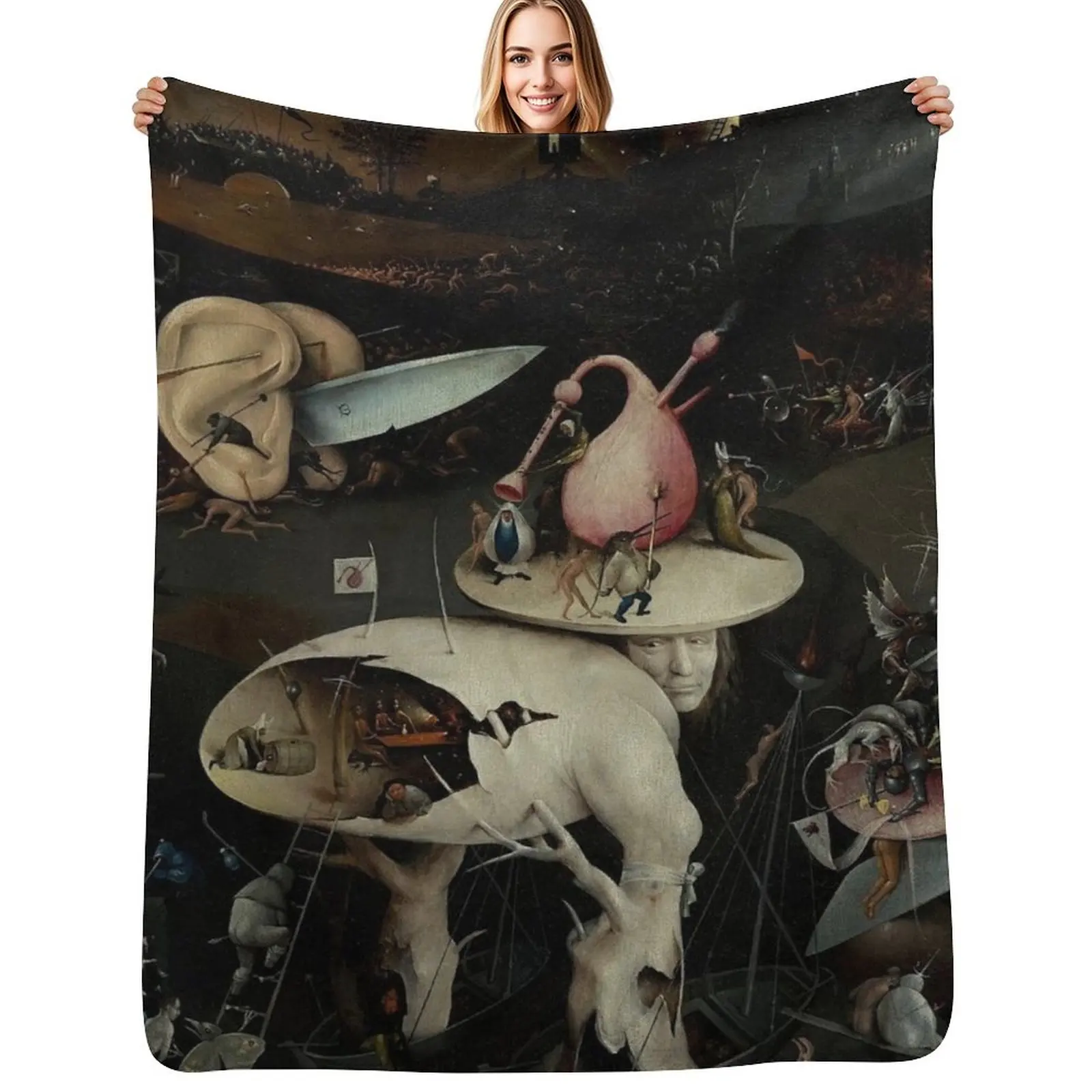 

Hell, The Garden of Earthly Delights - Hieronymus Bosch Throw Blanket Lightweight Cozy Blanket for Bed Sofa