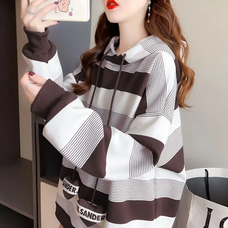 Women\'s Hooded Sweatshirts Loose Korean Baggy Female Top Long Sleeve High Quality Hoodies Novelty M 2025 Trend New In Sport Coat