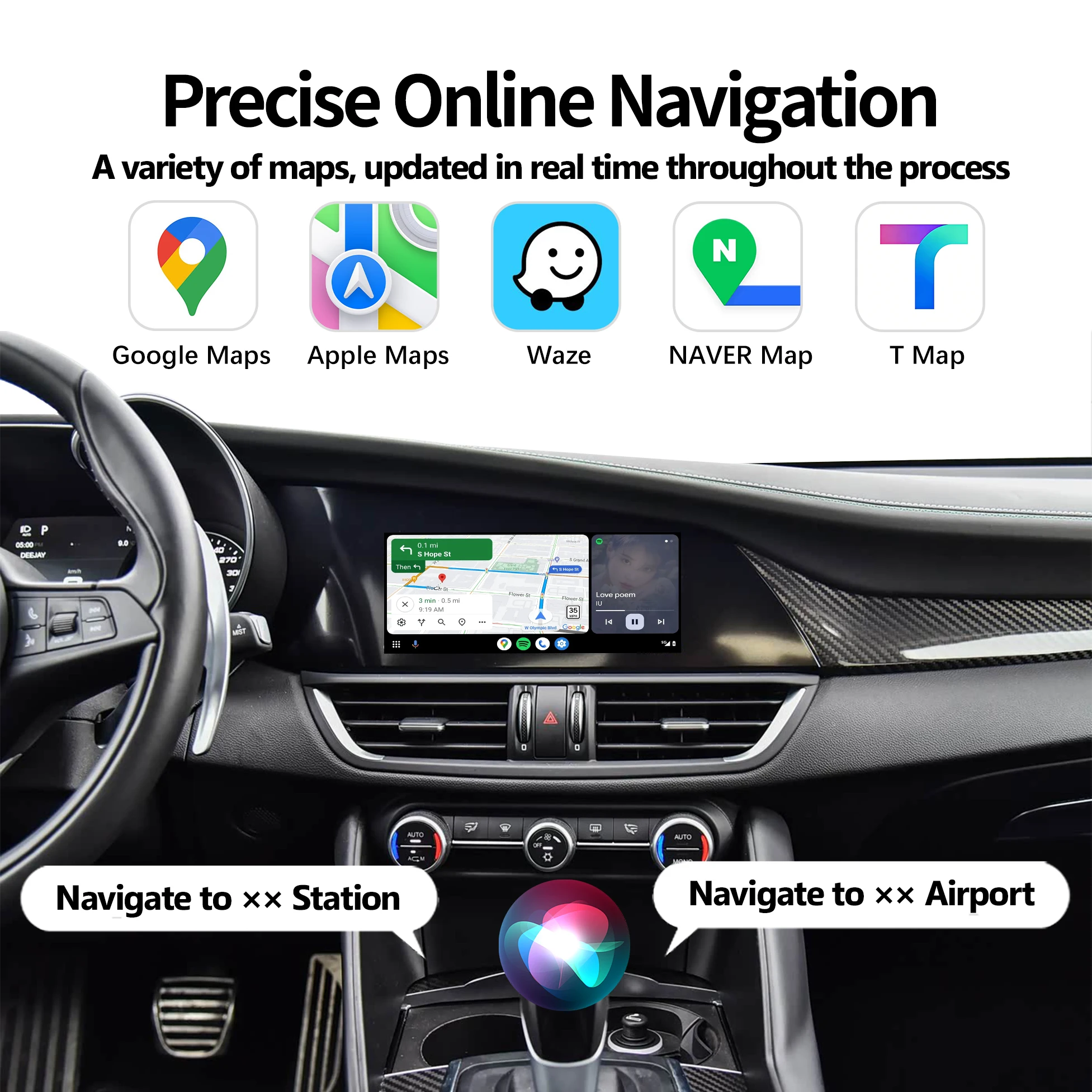 Wireless CarPlay Android Auto Interface for Alfa Romeo Giulia Stelvio 2017-2019 Navigation Upgrade Mirror Link Retrofit Module