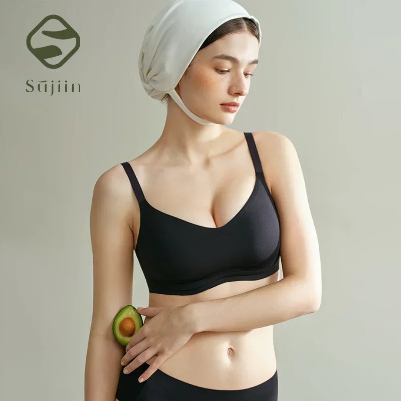 SUJIIN Plus Size Bras for Women Push Up Wireless Full-Coverage Big Breasts Bra Lady Seamless Comfort Smoothing Bralettes MX313