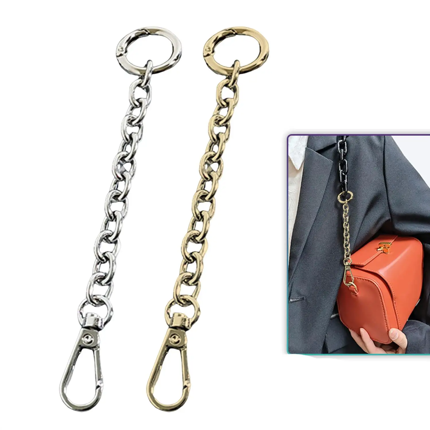 

1PC New Simple 15Cm Crossbody Bag Extension Chain Purse Strap Extender Replacement Metal Hanging Buckle Chain Bag Accessories