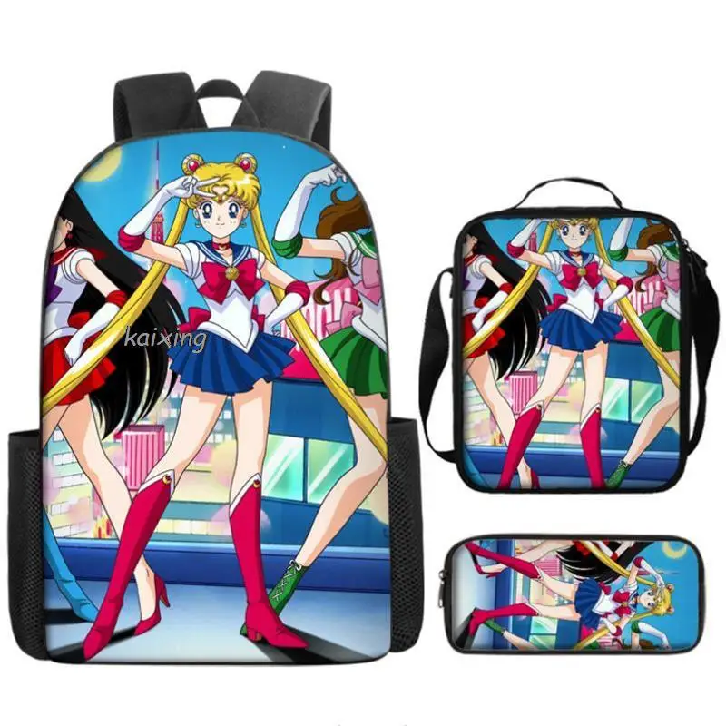 Plecak Sailor Moon Printe Princess 1-6 w klasie ortopedycznej 3 sztuki kreskówka Mochila Escolar powrót do szkoły