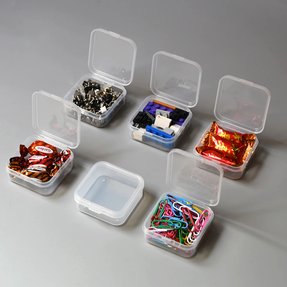 Small Storage Box Square Transparent Mini Case Clear Plastic Jewelry Earrings Rings Beads Plastic Packaging Boxes Food Grade PP