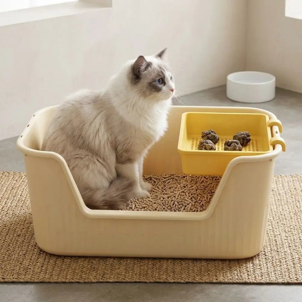 Efficient Hanging Cat Litter Sifter Plastic Fine Mesh Lazy Cat Cleaning Tool Rust-Resistant Large Capacity