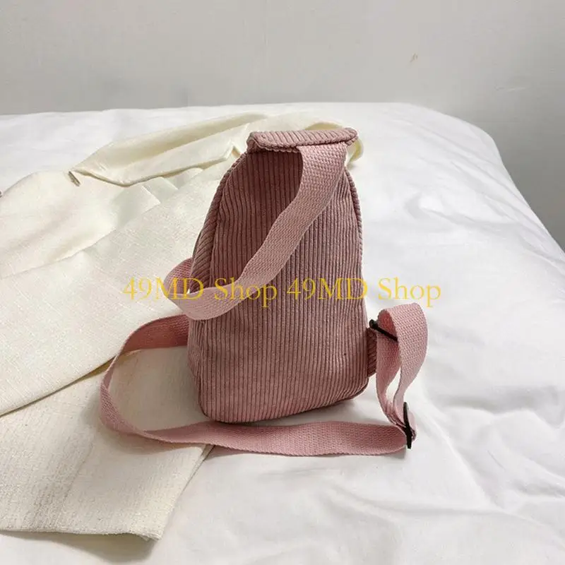 

49MD Corduroy Chest Shoulder Bag Casual Sling Bag Crossbody Chest Bag for Women Girls