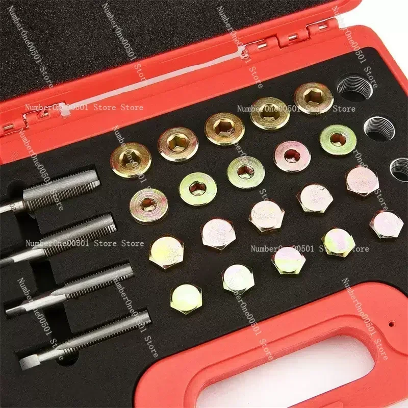 German style automotive Oil Pan Thread Repair Kit Crankcase Gear Box Drain Tool Set 64pcs tap plate thread auto repair screw