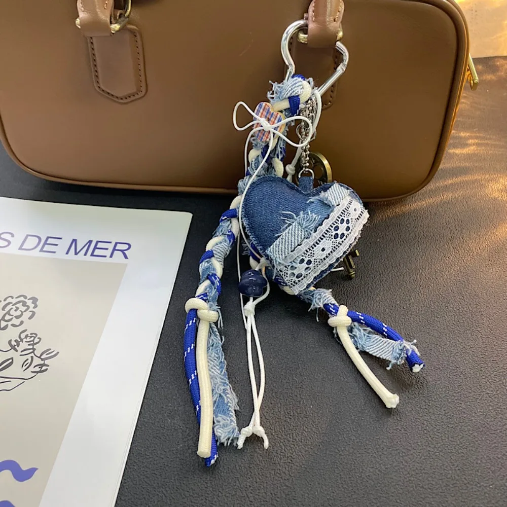 

High-grade Braided Rope Bag Pendant Korean Cool Star Keychain Cartoon Bag Charm Love Tassel Keyring Friends Birthday Gifts