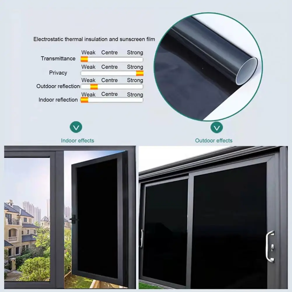 Window Film  Unique One-way Perspective Easy to Install  200cmx45cm Single Way Anti Looking Static Window Film Home Decor