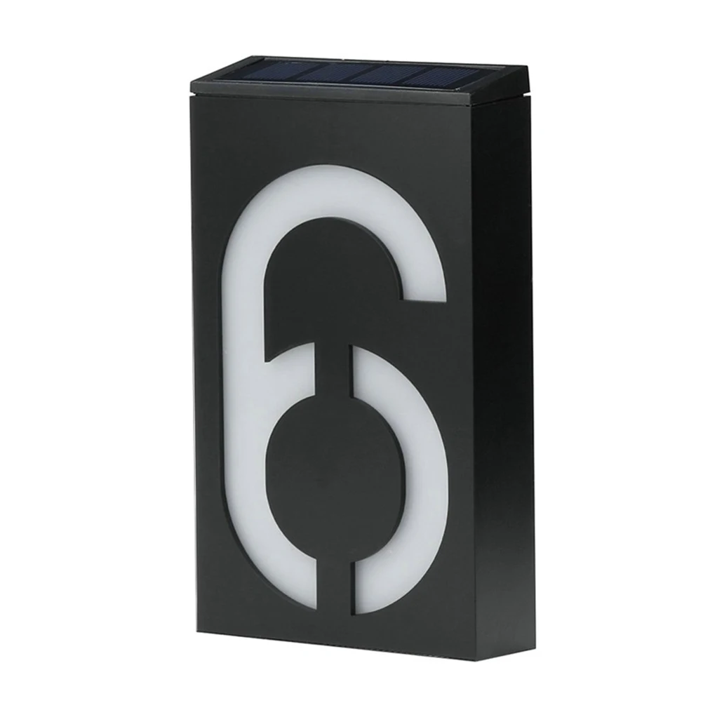 

6 Lamp LED Digital Light Solar Address Signs Doorplate Number High Brightness Clear View Home Security Waterproof