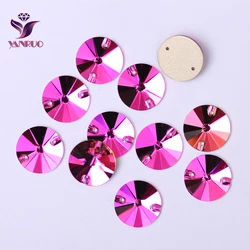 YANRUO 3200 Rivoli fucsia cucire su pietre strass cristallo Flatback strass vetro rosso indumento artigianato