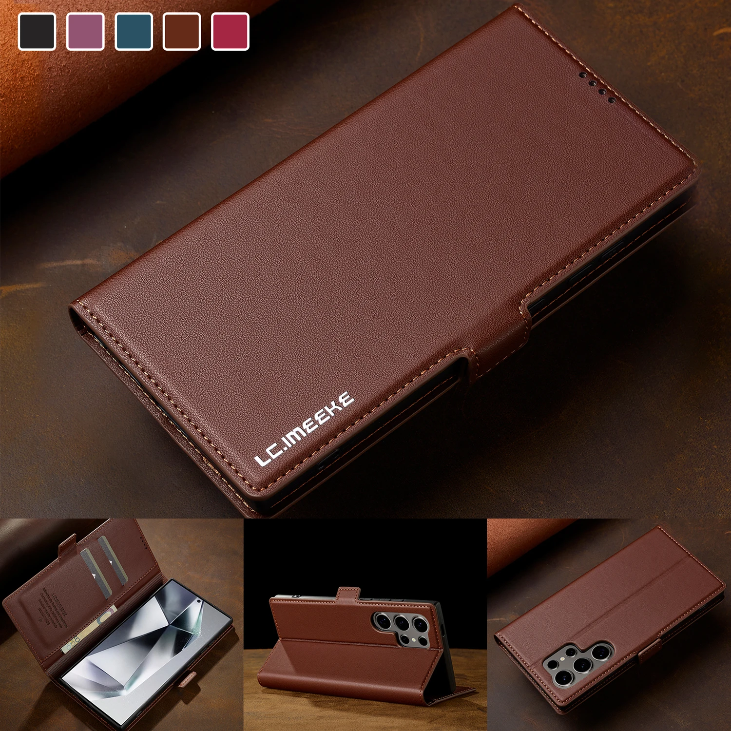 

For Samsung Galaxy S26 S26+ S26 Ultra Wallet Case,L1 Luxury PU Leather Case Magnetic Closure Card Holder Slot Stand Flip Cover