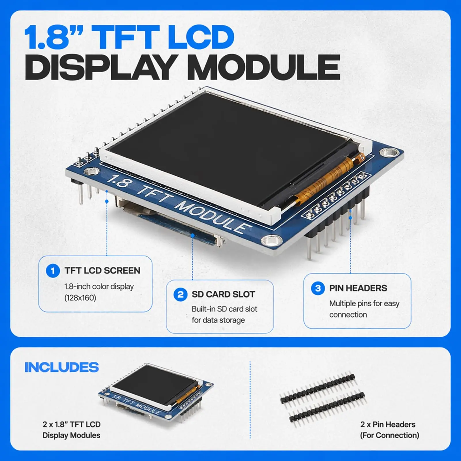 1.8 Inch Serial SPI TFT LCD Module Display PCB Adapter IC 128x160 Dot Matrix 3.3V 5V IO Inerface Cmmpatible For Arduino