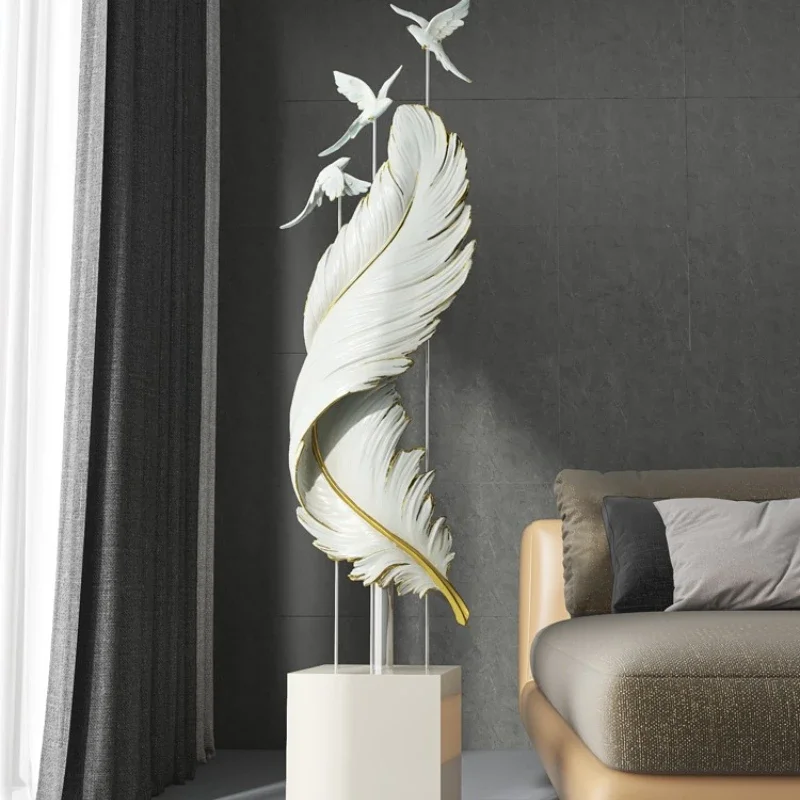 

Living room ornament large floor decoration sofa TV cabinet next to modern soft decoration entrance light luxury atmosphere