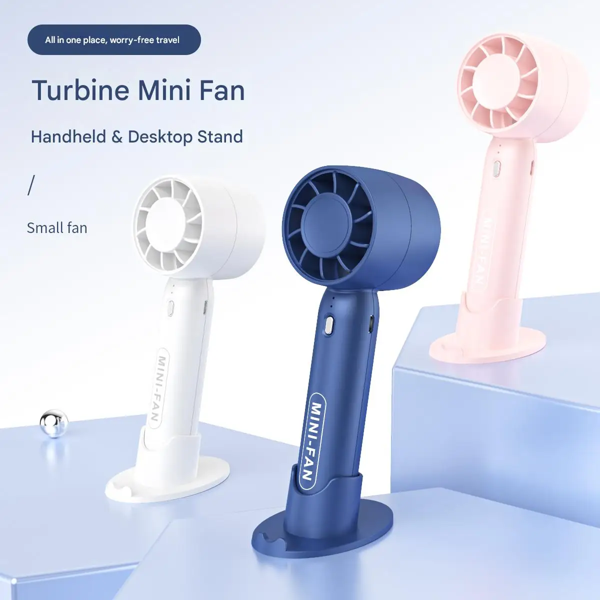 Mini Handheld Desktop Fan USB Rechargeable Portable Cooling Lightweight Strong Wind Durable Long Lasting Battery Compact Fan