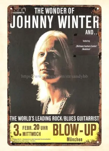 1971 The Wonder of Johnny Winter German A1 Concert Poster metal tin sign