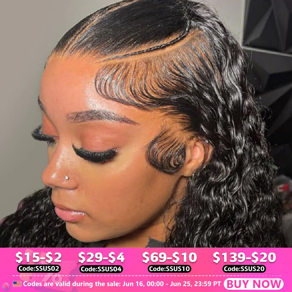 

32 Inch Water Wave Lace Front Wigs Human Hair 13x4 Deep Part Curly Wig for Women 200 Density Water Wave Frontal Wigs