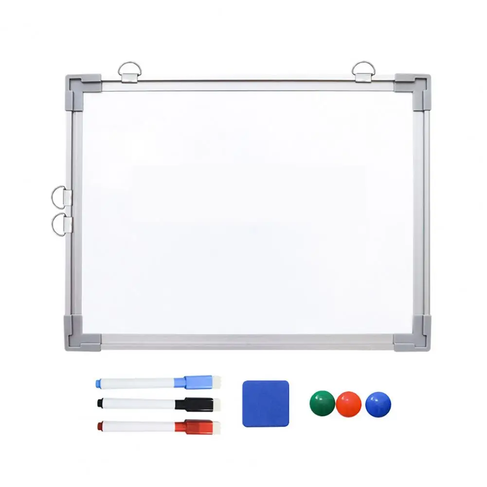 Pizarra blanca magnética de doble cara para pared del hogar, pizarra blanca de borrado en seco con ganchos para oficina, aula, 40x30cm