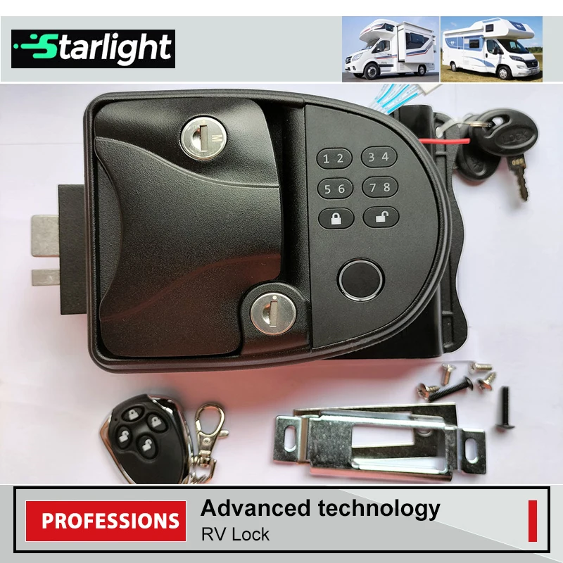 Waterproof Shockproof Backlit Keypad RV Keyless Entry Lock with Finger Print Unlock for Travel Trailers Fit 2.75x3.75 Hole