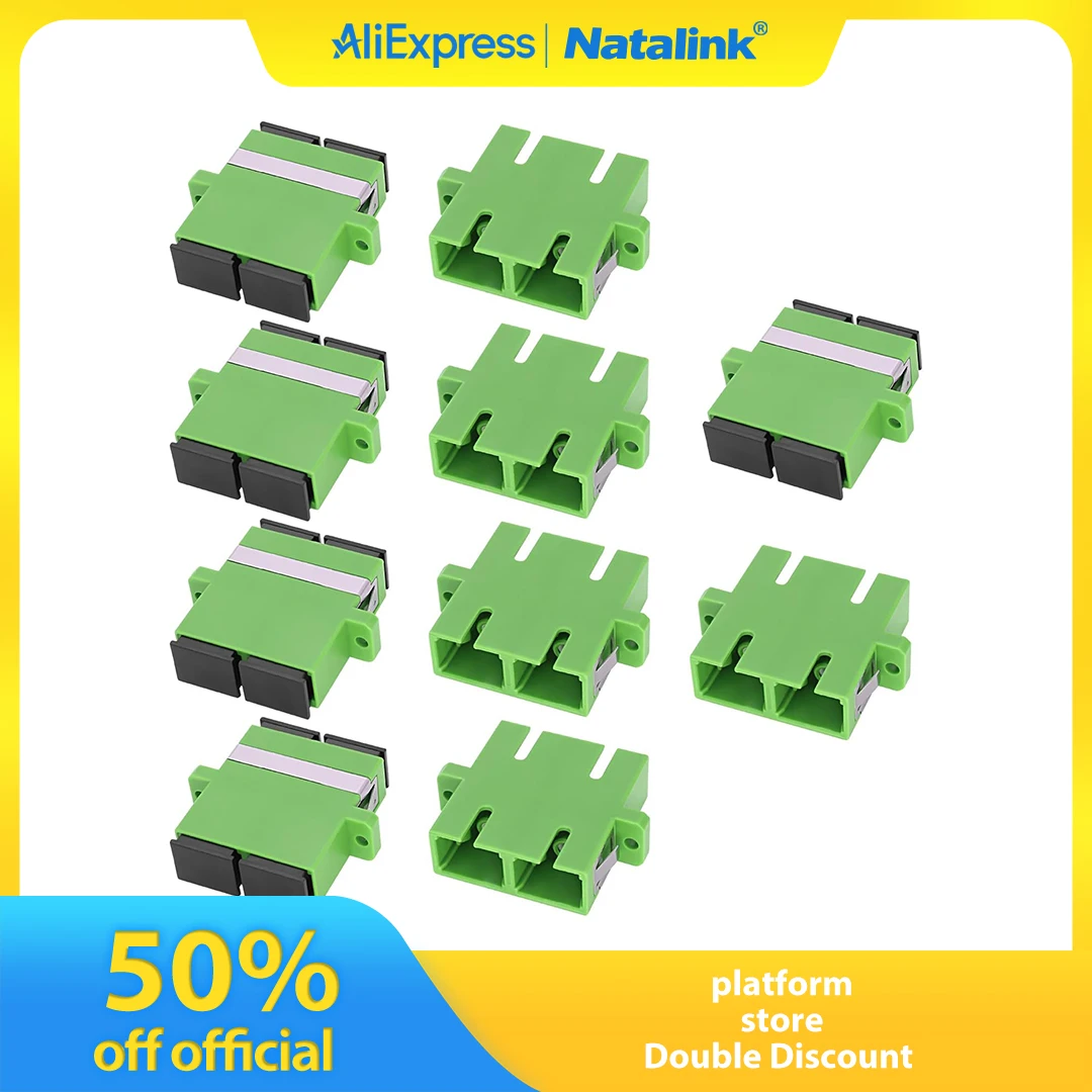 Natalink SC Fibre Optic Coupler Adapter SC Female to SC Female Adapter APC Duplex Network Internet Connector with Mount Panel