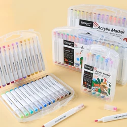 12/24/36/48 Color Acrylic Paint Pens Brush Marker Pen for Artist Rock Painting,Glass,Ceramic Fabric DIY Card Making Art Supplie