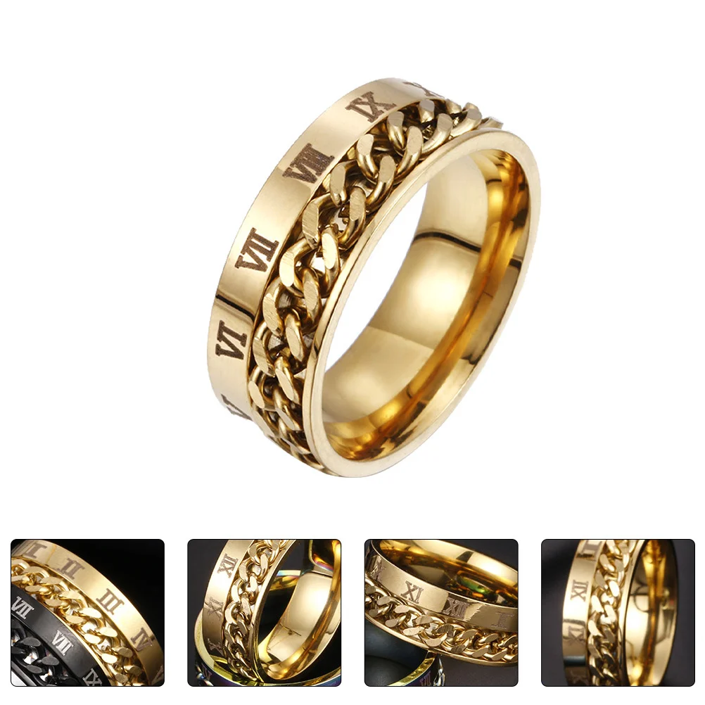 1Pcs Roman Numerals Ring Titanium Steel Fashion Stylish Unisex Ring Wedding Engagement Gift Titanium Steel Crafts