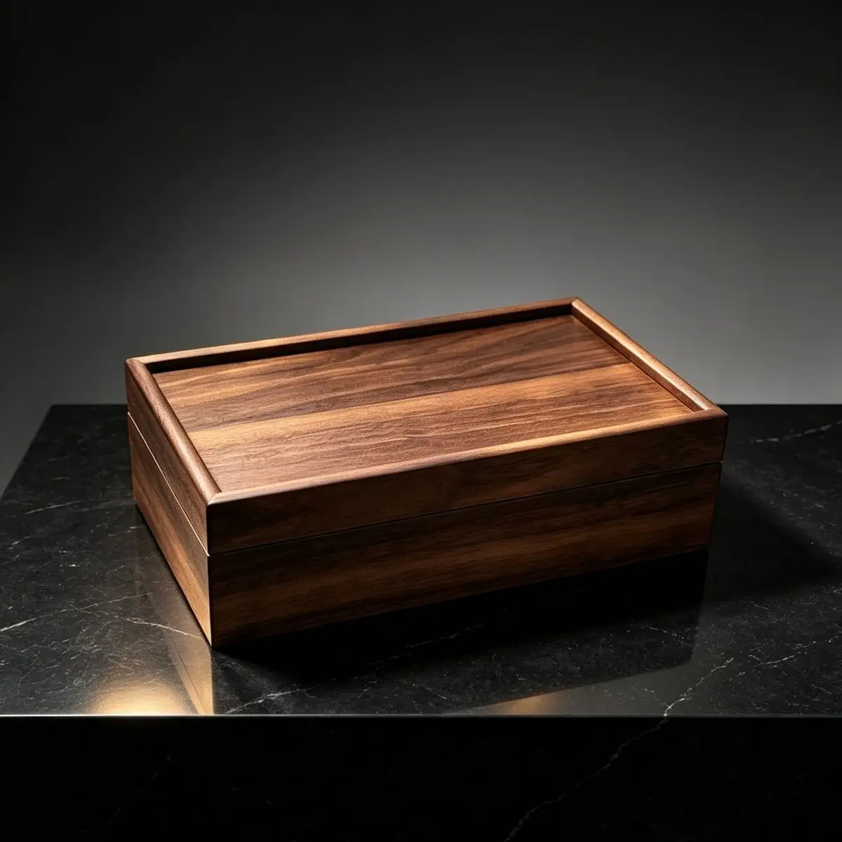 Wood Storage Boxes Jewelry Walnut Long Rectangular Lid Gift Trinket Luxury Black Gold Decor Collection Desktop Organizer Case