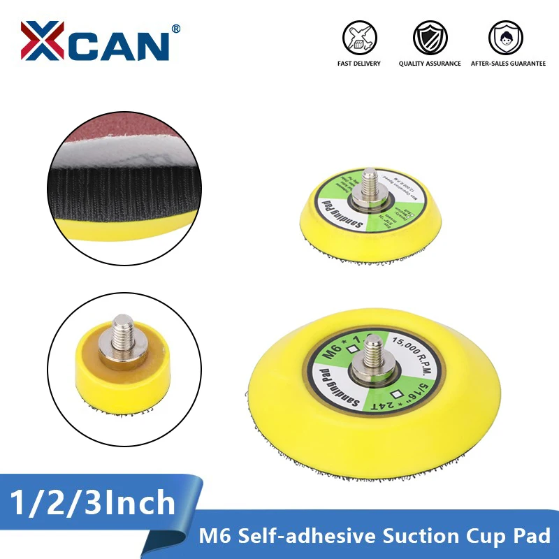 XCAN Abrasive Tools M6 Sanding Pad Plate 1/2/3 inch Polishing Sanding Disc Pneumatic Self-adhesive Suction Cup Pad Sticky Disk