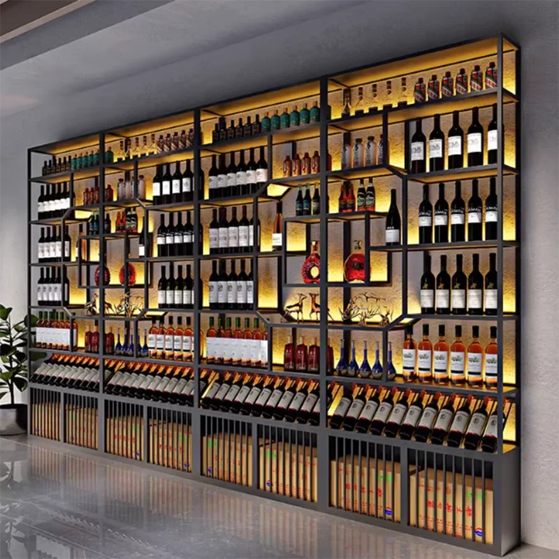 

Club Storage Bar Wine Cabinet Living Room Bottle Restaurant Buffet Wine Rack Metal Drink Commercial Botellero Display Cabinet