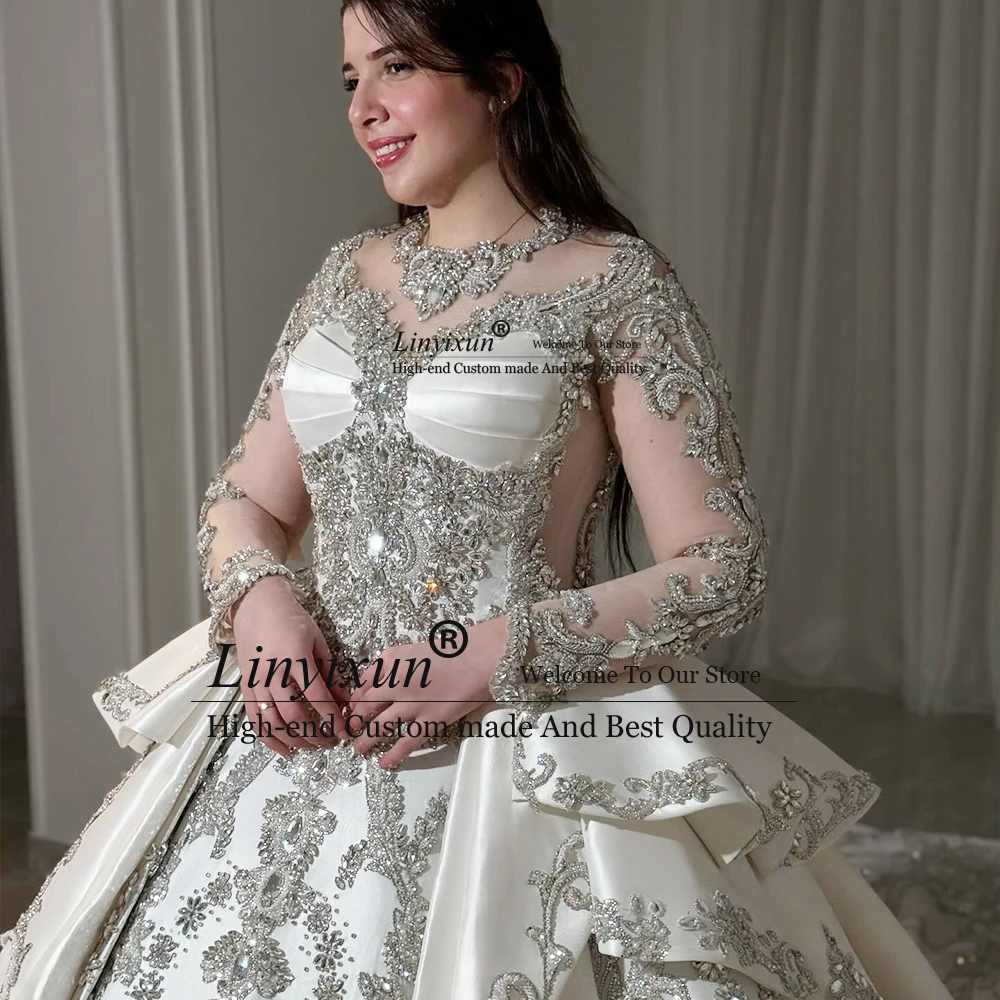 فساتين زفاف ماسية رومانسية للمرأة على شكل حرف a فساتين زفاف عروس جميلة مخصصة بأكمام كاملة hochzeitkleider damen #2